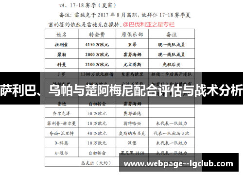萨利巴、乌帕与楚阿梅尼配合评估与战术分析 萨利巴、乌帕与楚阿梅尼配合评估与战术分析